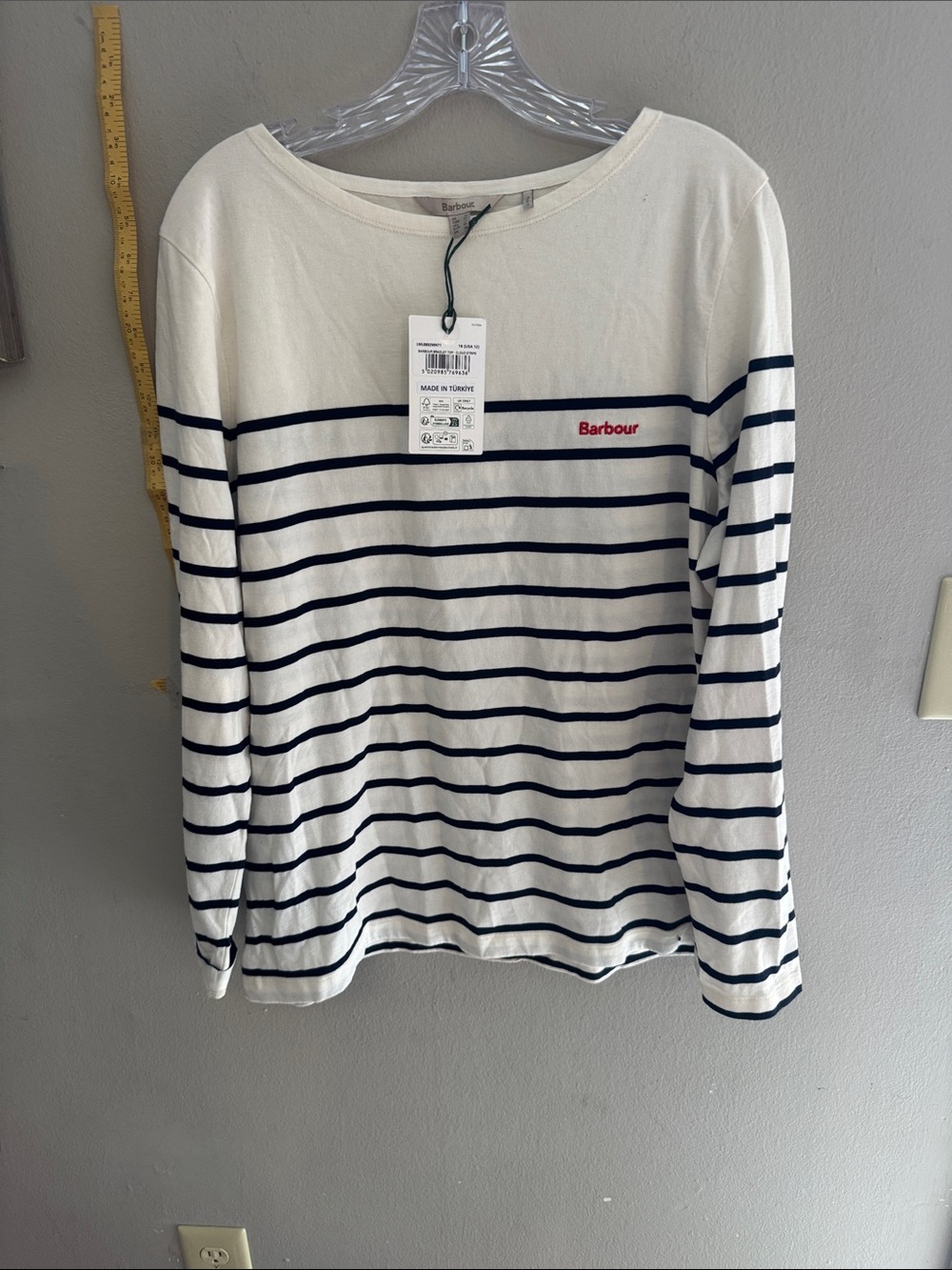 Barbour Cream and Navy Striped Long-Sleeve Top